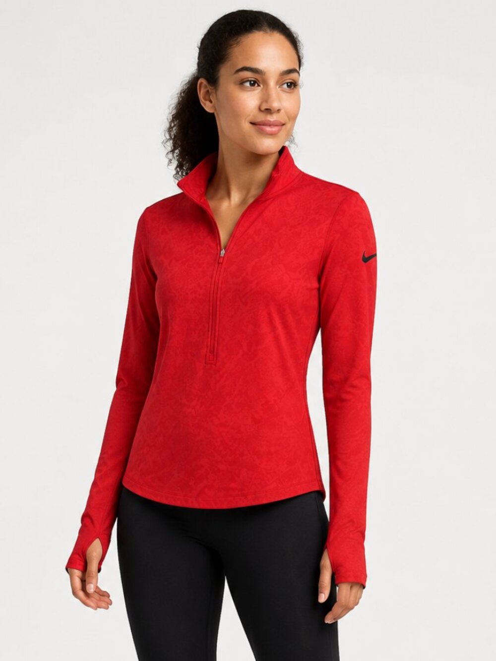 Nike Dri-FIT Floral Jacquard Half Zip Running Pullover Women’s S Red